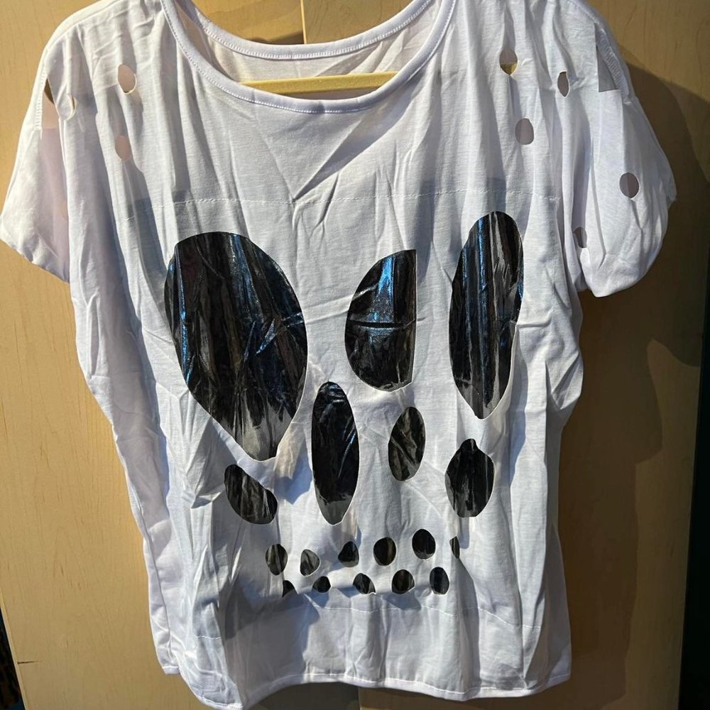 Odd White Shirt Size Small with fancy / shiny layer attached on the inside